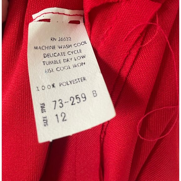 Vintage 1970s Red Maxi Dress Butterfly wing sleeves attached Rose - Picture 4 of 15